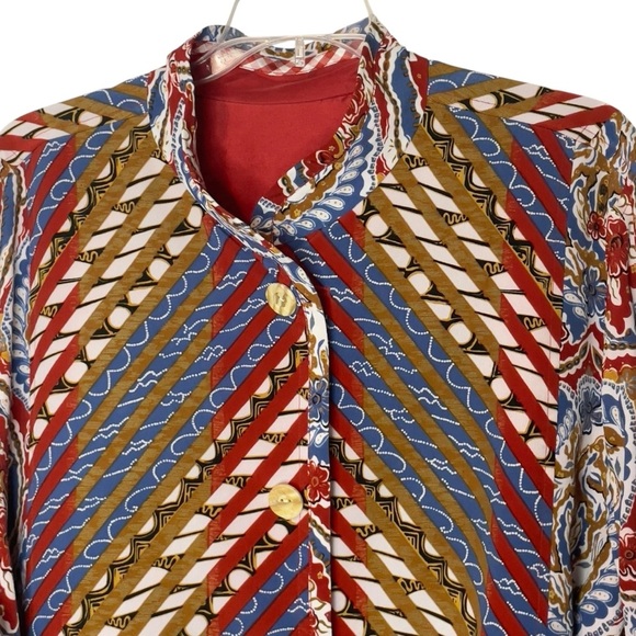 KOOS of Course! Reversible Silk Red Gingham & Bold Print Jacket Blazer 1X - Picture 9 of 13